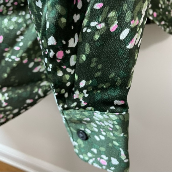 NWT Banana Republic blouse size XL green pink speckled long sleeve - Picture 5 of 8